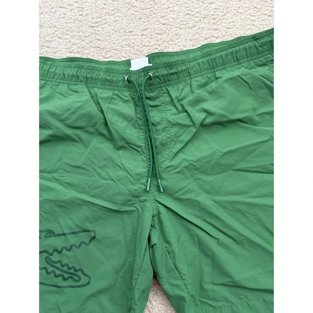 Lacoste Swim Trunks XL Green Big Croc Print Lined Beach Summer